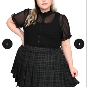 Black Sheer Sleeve Crop Top